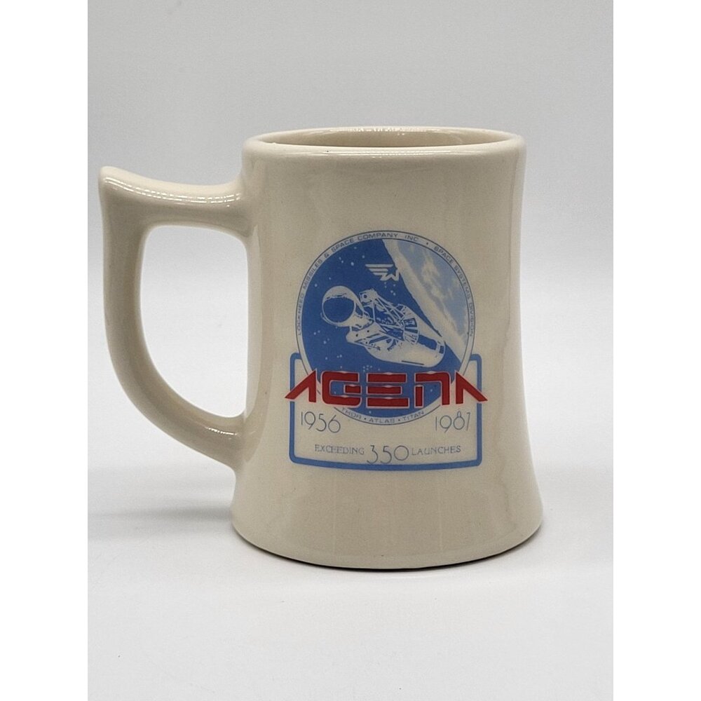 AGENA Coffee Mug Cup 1956-1981 350 Launches Lockheed Missiles Space VTG